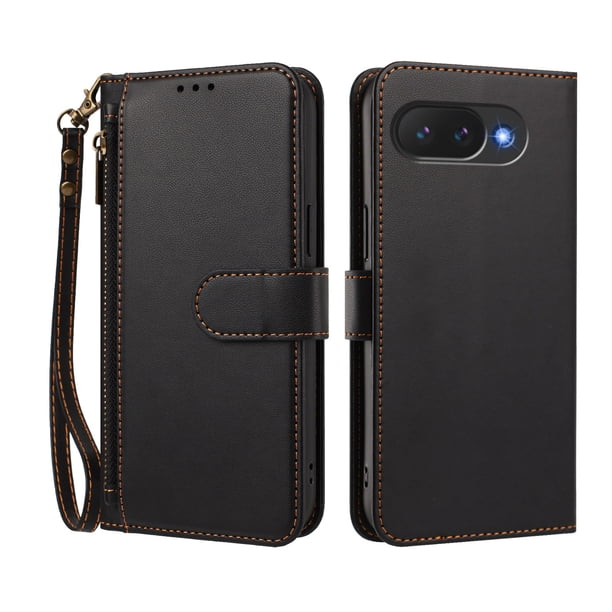 Funda Tipo Billetera para Google Pixel 10A con Soporte y Bolsillo con Cierre Negro