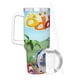 thumbnail image 3 of Oddbods Vaso aislado de acero inoxidable con asa, diseño temático, regalo para familia, amigos y fans; incluye pajita y encaja en el portavasos estándar, 40 oz, 3 of 6