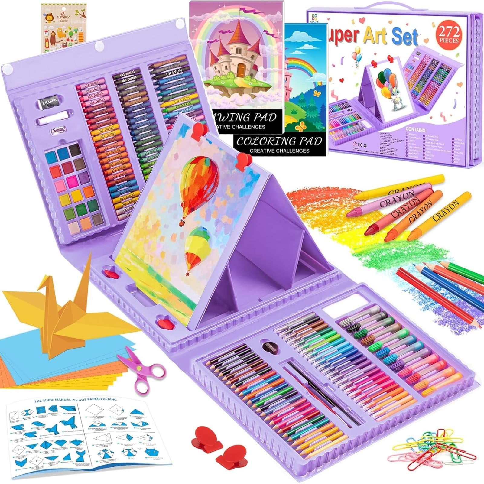 Set De Arte Art Supplies Popyola, Paquete De 272, Con Caballete Para Niños Y Adolescentes