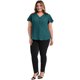 thumbnail image 2 of GRACE & GRANDEUR Blusas de Mujer Tallas Grandes para Escuela y Universidad Cuello en V con Volantes Manga Corta Plisada Decoración de Botones Ajuste Suelto Casual 4X Verde Azulado, 2 of 7