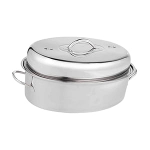 Magideal - Olla Para Asar Pescado De 16 Pulgadas Con Tapa, Portátil, Cómoda Asa, Bandeja Para Hornear Multiusos, Utensilios De Cocina Ovalados, Mariscos, Huevos, B