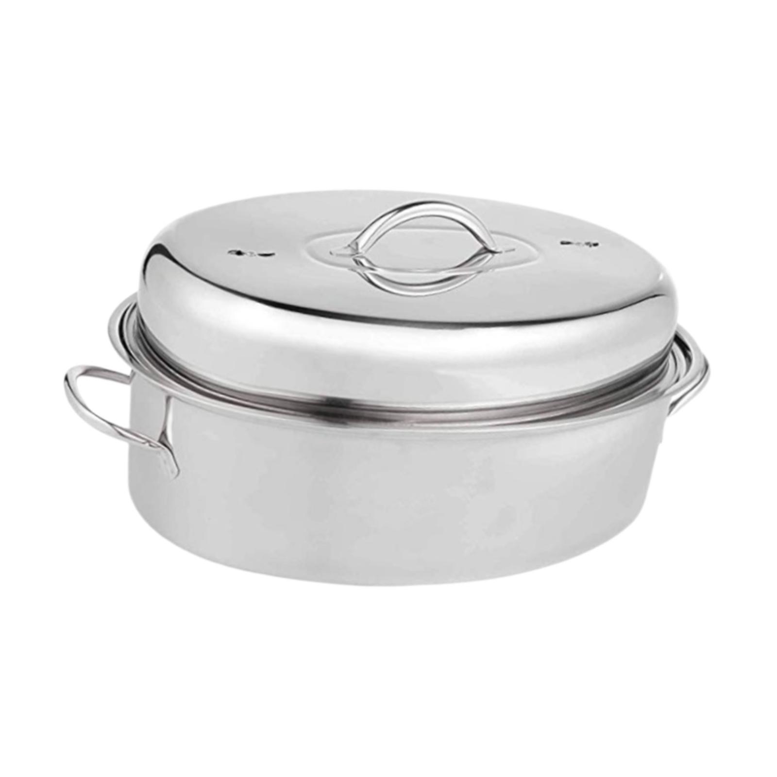 Magideal - Olla Para Asar Pescado De 16 Pulgadas Con Tapa, Portátil, Cómoda Asa, Bandeja Para Hornear Multiusos, Utensilios De Cocina Ovalados, Mariscos, Huevos, B