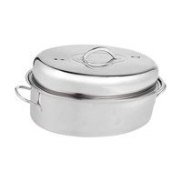 Magideal - Olla Para Asar Pescado De 16 Pulgadas Con Tapa, Portátil, Cómoda Asa, Bandeja Para Hornear Multiusos, Utensilios De Cocina Ovalados, Mariscos, Huevos, B