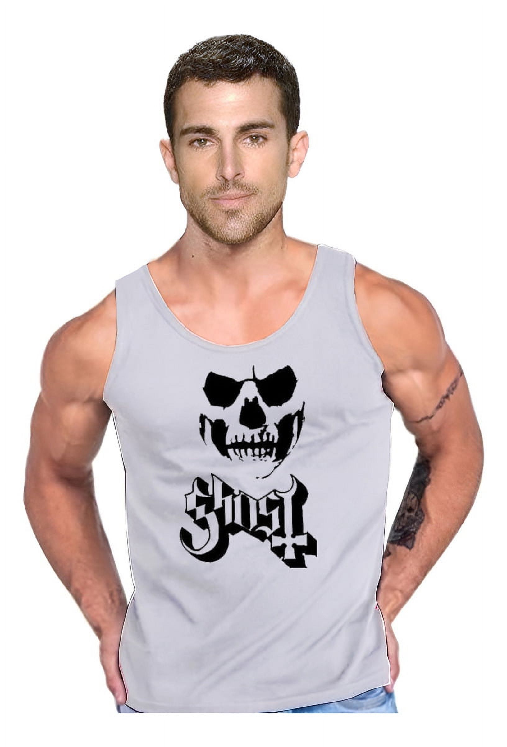 Persodesign - Polera Ghost Rock Banda Musculosa Tank Algodon Talla L Gris Hombre