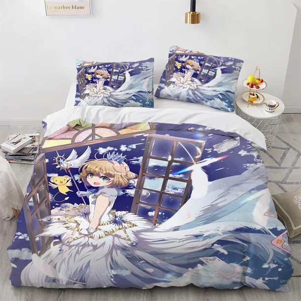 x1689 Bed Sheets Cardcaptor Sakura Bedding Set Duvet Cover Bedroom Comforter Twin Size Quilt Cover Home Textile /PCS 3-Piece Bedding Set (1 Duvet Cover + 2 Pillow Shams) nj1689