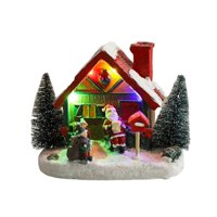 Ioensy - Mini Casa Estatua Luz Navidad Pueblo Nieve Resina Jardín Hogar