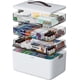 thumbnail image 1 of Organizador de medicamentos CTIME de 4 niveles XL con asa de cuero 2026, 1 of 8