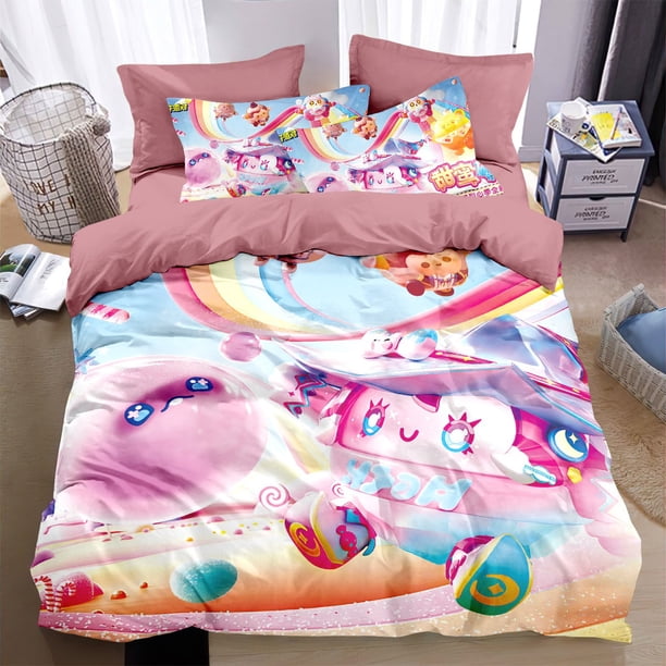 Cartoon Eggy ing Quilt Cover,Game Eggy Party Bedding Set Game Themed Children's Room Decoration Kit Bed Sheets