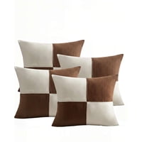 Genérico - Juego De 4 Fundas De Cojin 45Cmx45Cm Chenille Rombo Color Café