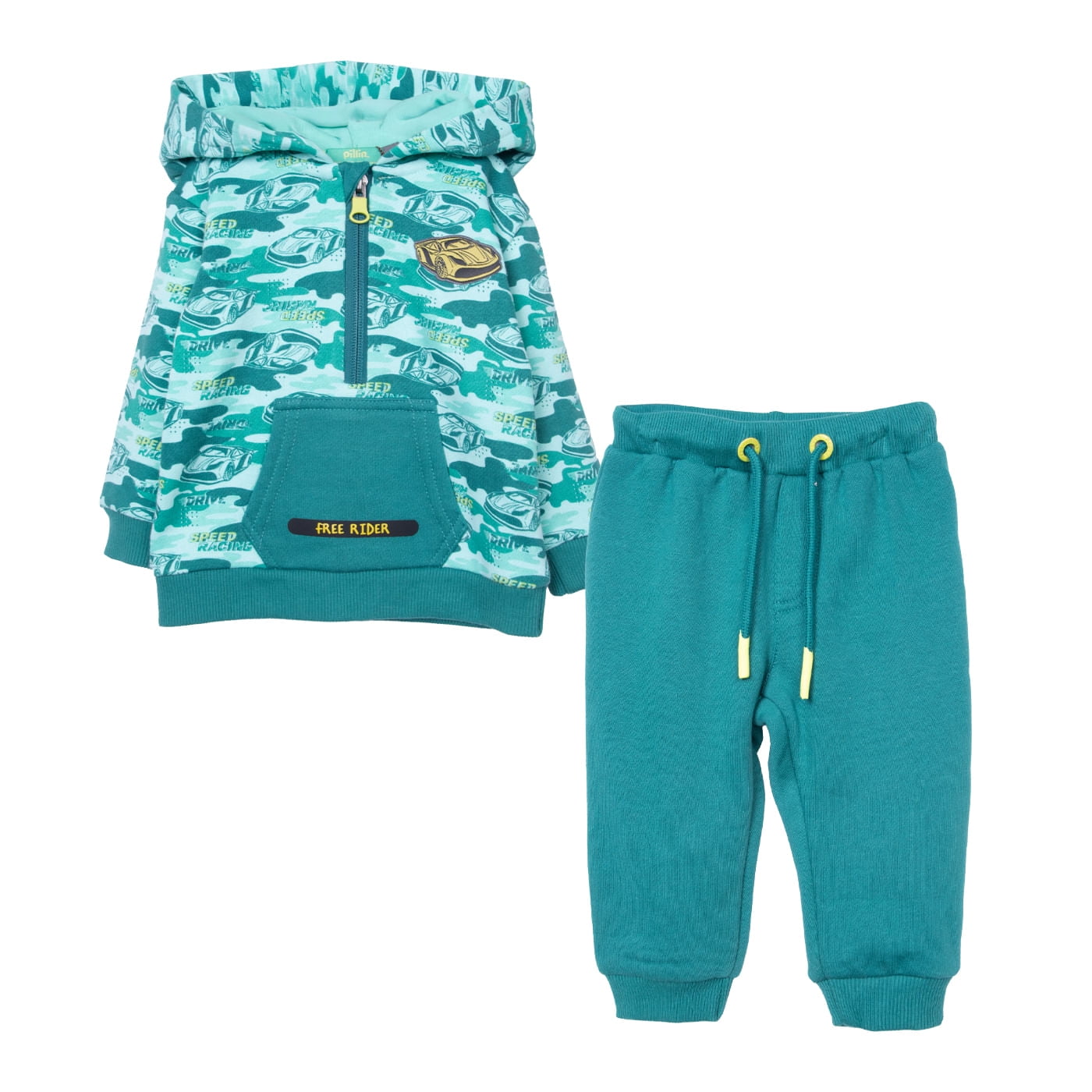 Pillin - Buzo Bebé Niño Medio Cierre Estampado Autos Verde