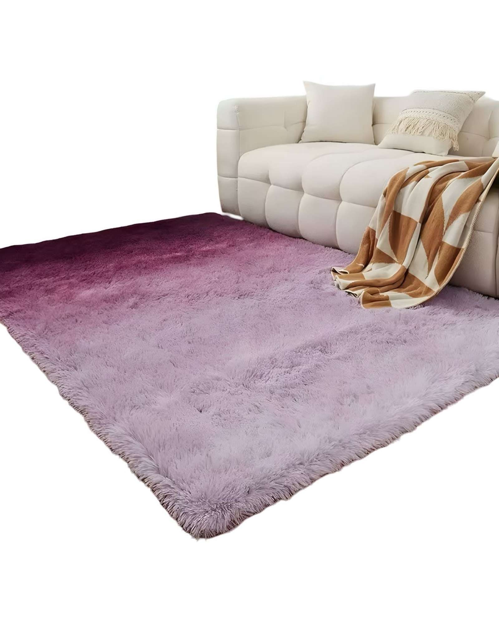 Teng Fei - Alfombra Peluda Suave 200 X 300 Cm Primera Calidad Violeta Jaspeado
