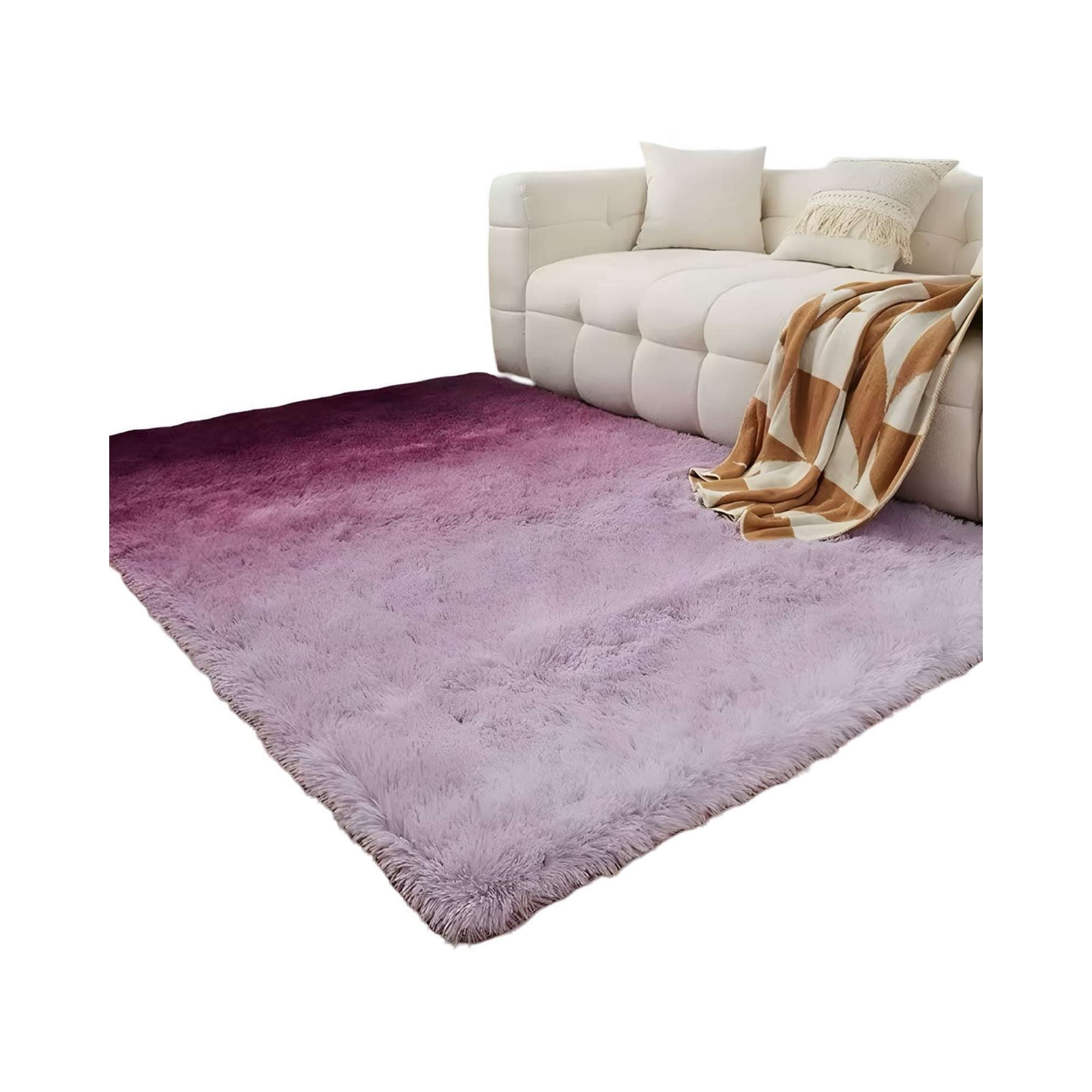 Teng Fei - Alfombra Peluda Suave 200 X 300 Cm Primera Calidad Morado Jaspeado