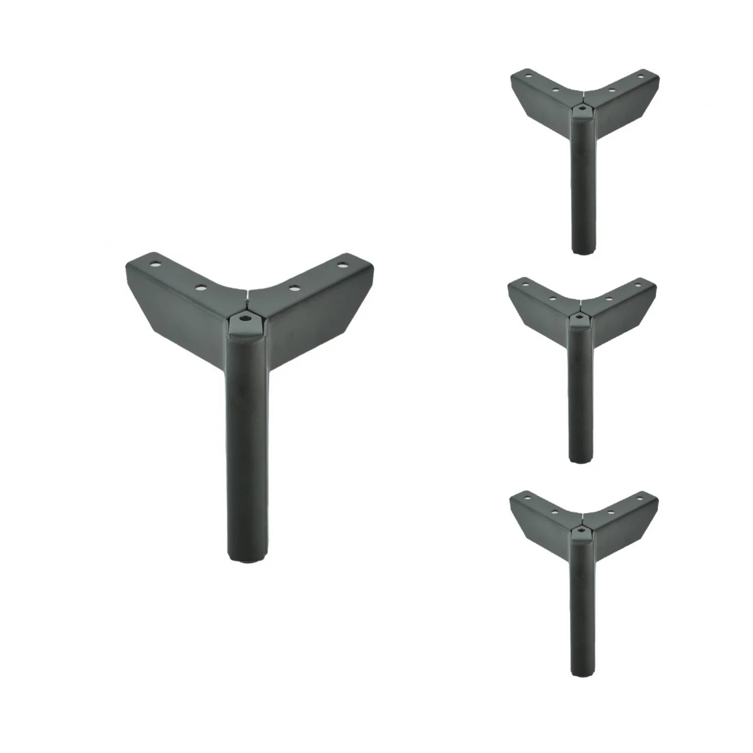 Genérico - Patas Metalicas Para Muebles Con Placa De 12 Cm - Pack 4
