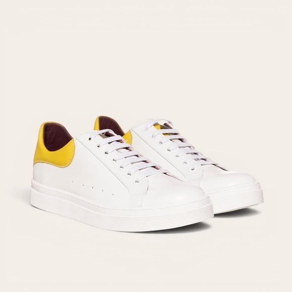 Zapatilla Alexander de Cuero Natural Nevado OLKI - Blanca/Amarilla blanco 40