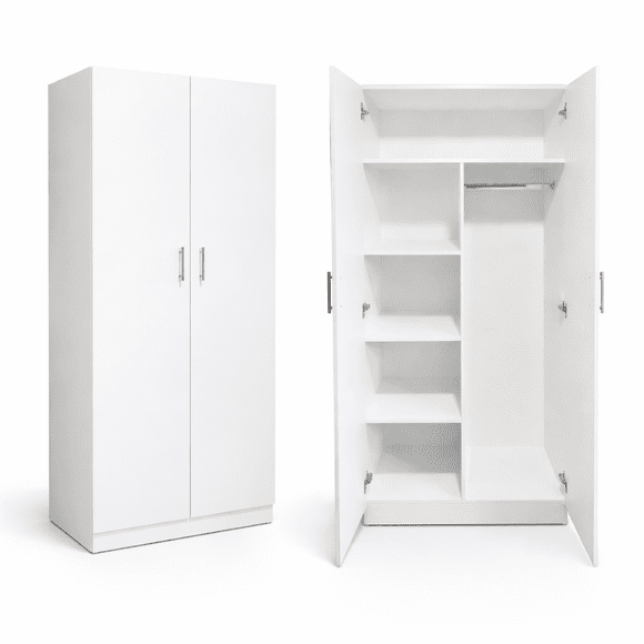 Closet 2 Puertas 5 Compartimientos 1 Barra Blanco 180x80x45