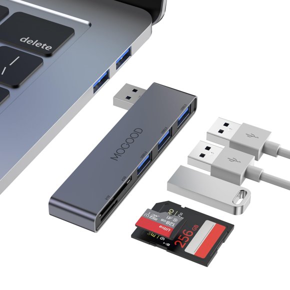 Concentrador USB MOGOOD 5‑en‑1 con lector SD/TF 3.0