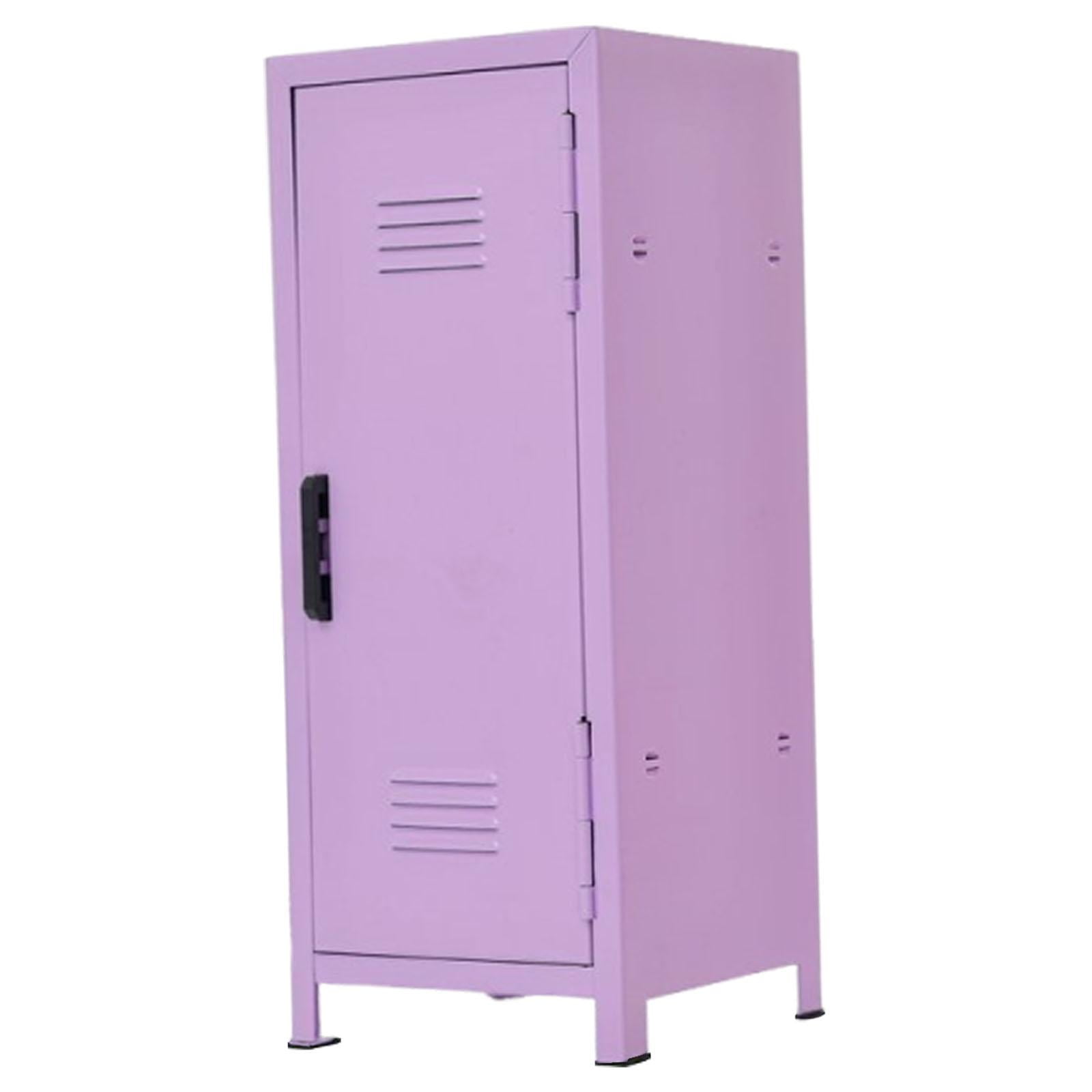 Magideal - Mini Armario Que Sirve Como Caja De Almacenamiento Y Mueble Para Juguetes. Caja Metálica Con Dos Estantes Para Guardar Cosméticos, Joyas Y Artículos D Púrpura