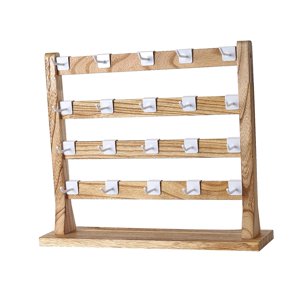 Ioensy - Soporte De Exhibición De Pendientes De Madera, Ganchos Extraíbles, Estante De Almacenamiento De Pendientes De 4 Niveles