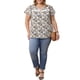 thumbnail image 2 of GRACE & GRANDEUR Blusa Floral de Pascua para Mujeres de Talla Grande con Cuello en V, Ribete de Encaje y Mangas con Volantes para Verano, Casual, Talla 2X, Negro, 2 of 6