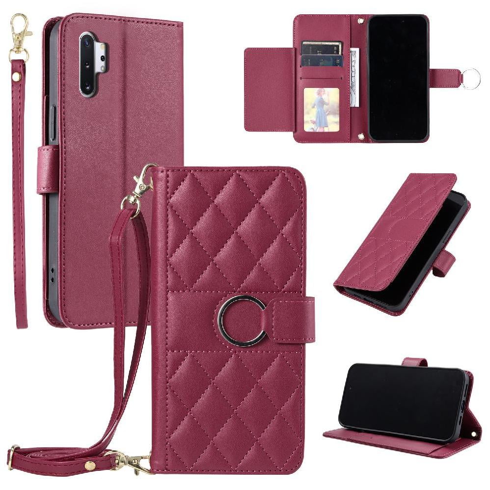 Funda Tipo Billetera Foxdock Para Samsung Galaxy Note 10 Plus – Tapa Abatible Con Correa Para Mujer