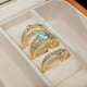 thumbnail image 2 of 3pcs Luxury 18k Gold Plated Zircon Set Ring for Women - Fashionable Engagement and Wedding Jewelry, 2 of 4