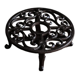 Bothyi - Calentador De Tetera De Hierro Fundido Rústico, Estable, Elegante, Hueco Para Balcón, Patio, Redondo