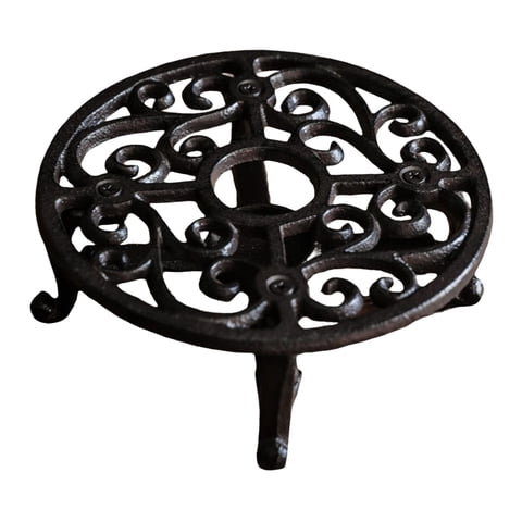 Bothyi - Calentador De Tetera De Hierro Fundido Rústico, Estable, Elegante, Hueco Para Balcón, Patio, Redondo