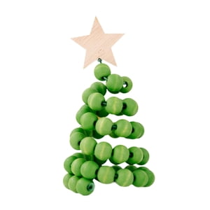 Bothyi - Adornos De Cuentas De Madera Para Árbol De Navidad, Figura De Árbol De Navidad Para Estante De Oficina, Color Verde