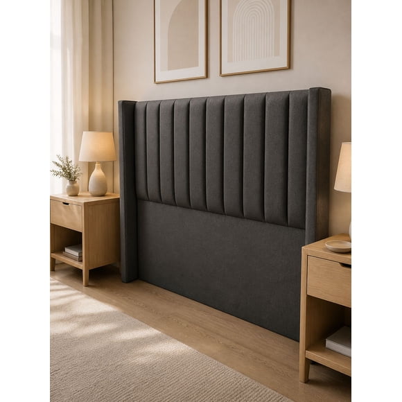Respaldo Cama 2 Plaza Lineal Moderno Lino Premium Color Gris