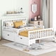 thumbnail image 1 of Full Size Wood Platform Bed with Guardrails on Both Sides and Two Storage Drawers ,White, 1 of 3