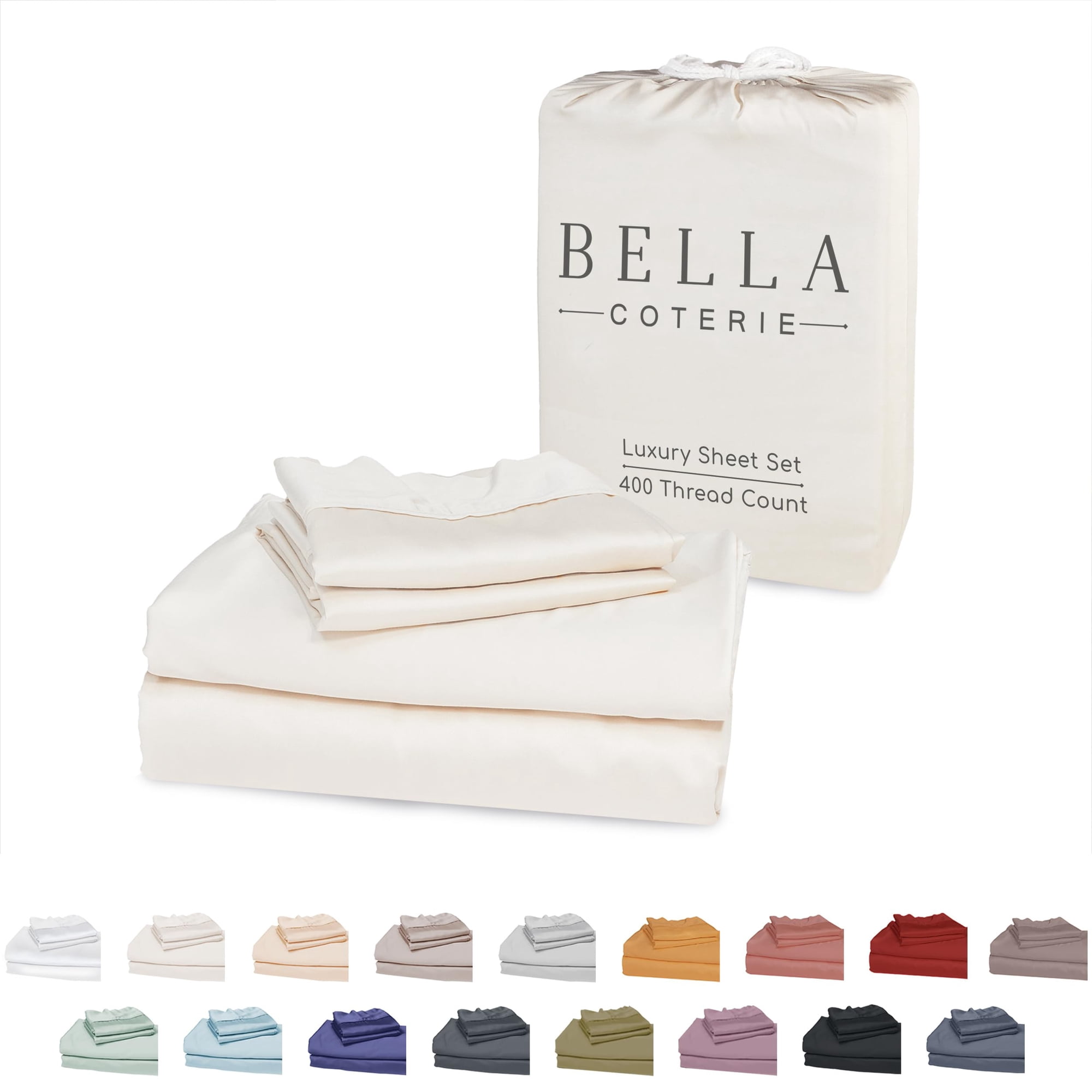 Bc Bella Coterie - Juego De Sábanas Bella Coterie Luxury Bamboo King Size Marfil
