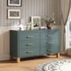 thumbnail image 2 of 6-Drawer Double Dresser in Green, Modern Storage Cabinet with Metal Handles & Solid Wood Legs, Dresser Drawer Organizer for Kids Bedroom, Heavy-Duty Wooden Dresser with Pre-Installed, 2 of 3