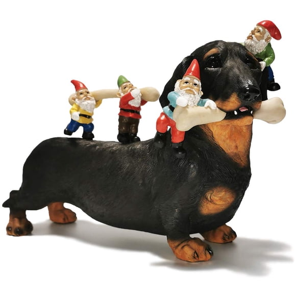 Estatuas de gnomos de jardín Sunthus Dachshund para decoración exterior