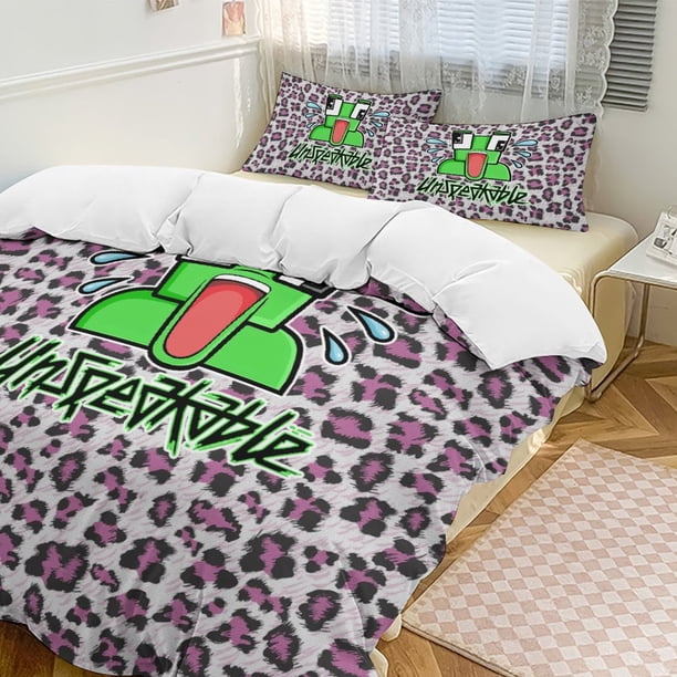 Pink Leopard Unspeakable Comforter Set Soft 3 Pcs Twin Bedding Sets Thicken for All Season