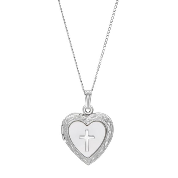 Collar Dije Brilliance Fine Jewelry 18in Plata 925 Corazón Cruz