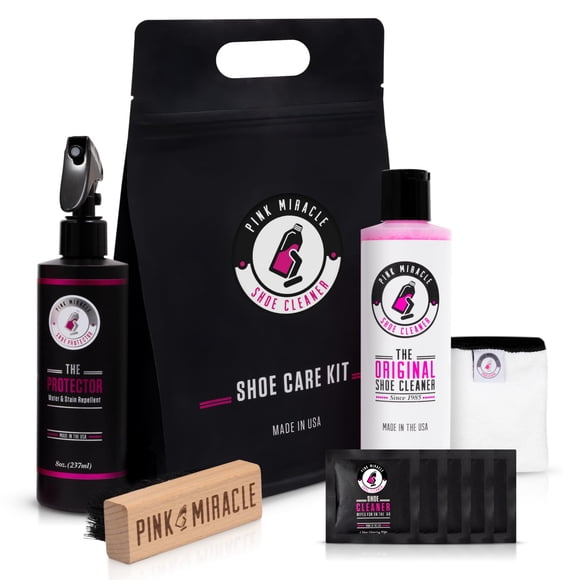 Kit de cuidado de zapatos Pink Miracle, limpiador de zapatos con cepillo, 240 ml o más