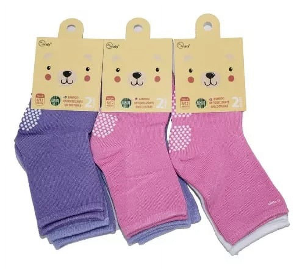 Only Zaza - Calcetín Con Antideslizante De Bambú Para Bebe (Niña) - 6/12M