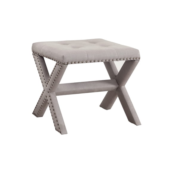 Banco Accent Bench Best Master Furniture Sasha Linen con borde en forma de cabeza de clavo