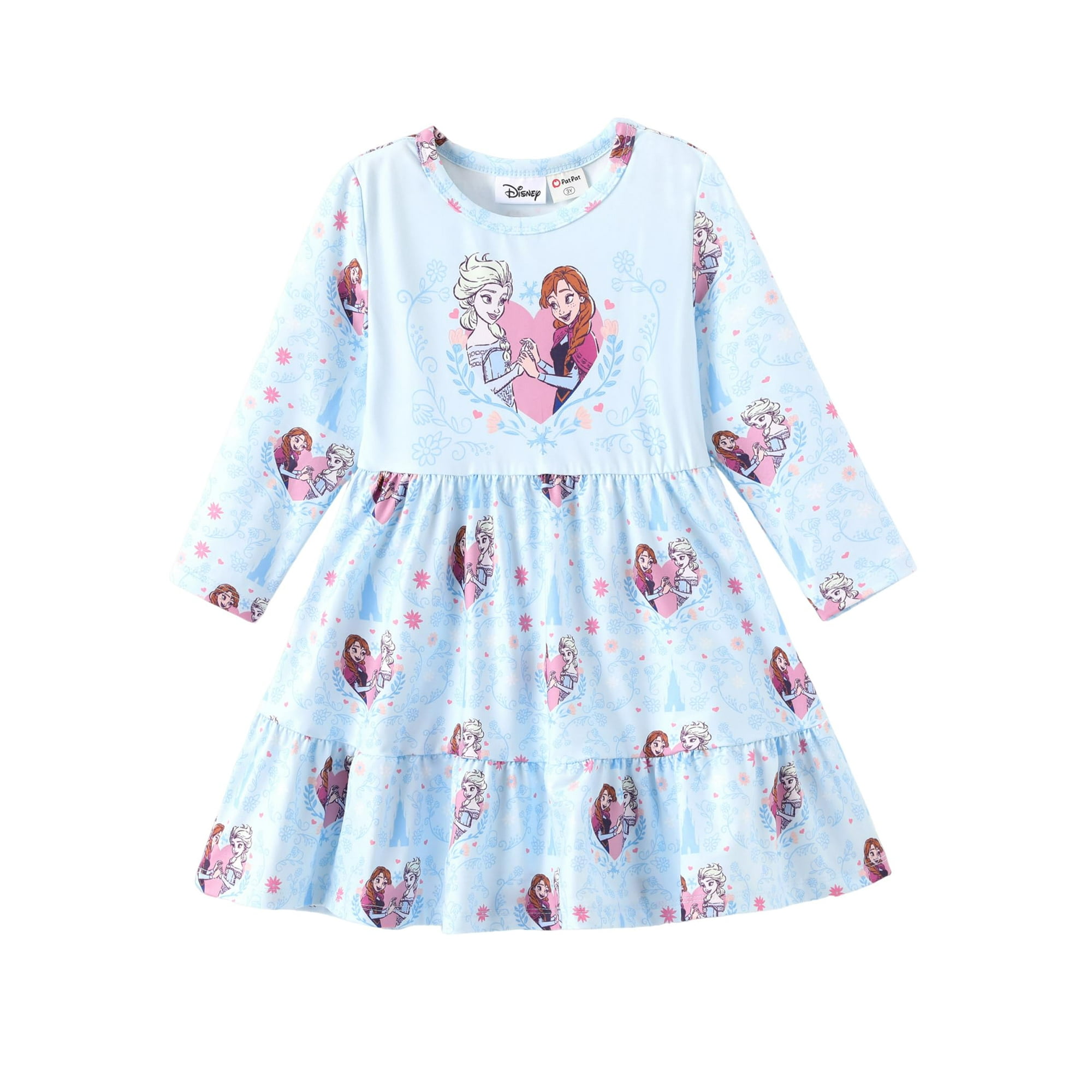 Vestido Disney Frozen Elsa Para Niña Pequeña, Manga Larga, Corte A