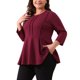 thumbnail image 4 of Agnes Orinda Conjuntos de Halloween Blusas Tallas Grandes para Mujeres Escuela Universidad Elegante Cuello Redondo Color Sólido Ropa de Trabajo Manga 3/4 Blusa Peplum 2X Burdeos, 4 of 5