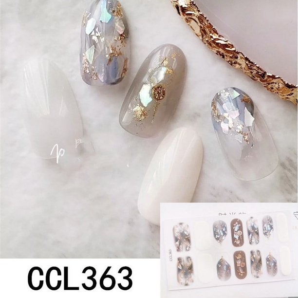 Y2K 3D Nail Strips Glossy Nail Strips Fashion Full Wraps Nail Polish Sticker Self Adhesive Nail Art Decal Strip For Women Nail Art DIY