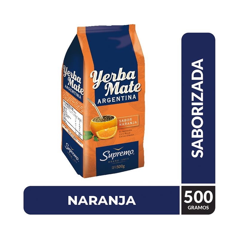Yerba Mate Argentina Sabor Naranja 500 g Supremo