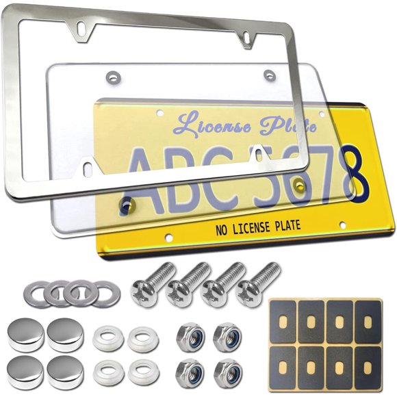 BGGTMO License Plate Cover Frame Clear Protector Chrome C