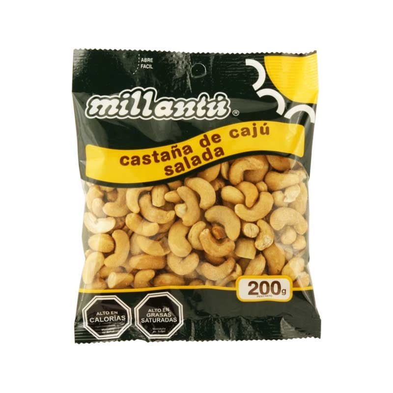 Castaña De Cajú Salada 200 g Millantú