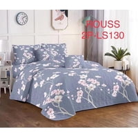 Aladdins Shop - Cobertor De Verano Tipo Quilt Tamaño 2 Plazas Diseño Ramas Florales