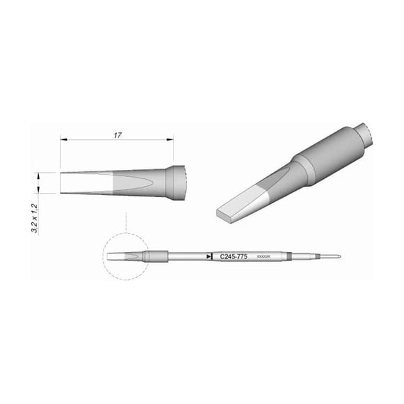 Punta de Cincel JBC 3,2 × 1,2 mm Serie C245