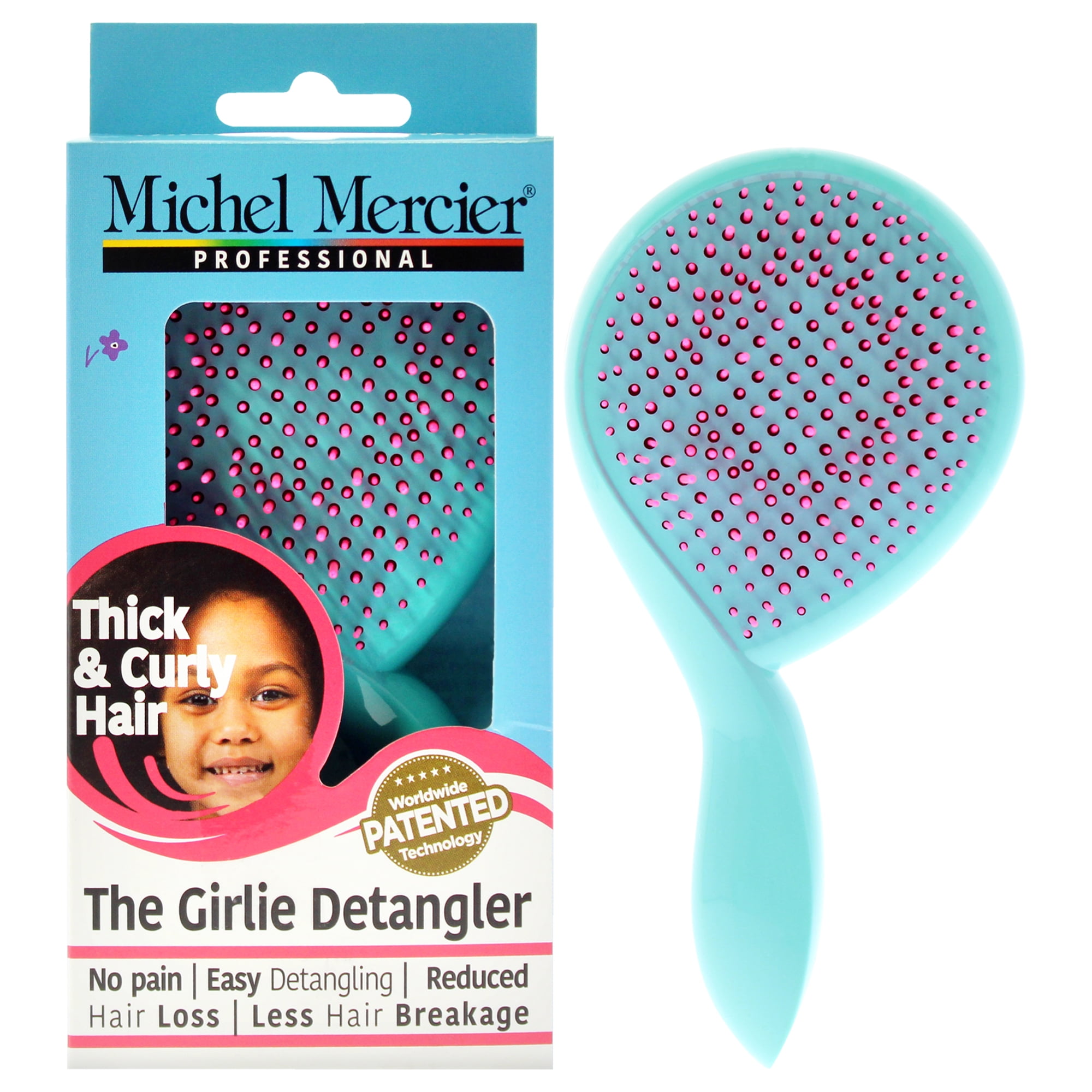 Cepillo Michel Mercier Detangler Para Cabello Grueso Y Rizado Rosa Turquesa Mujer
