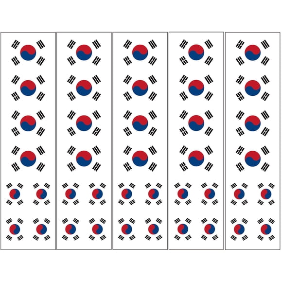 Tatuajes Temporales PremiumTT 40 Banderas de Corea del Sur Impermeables