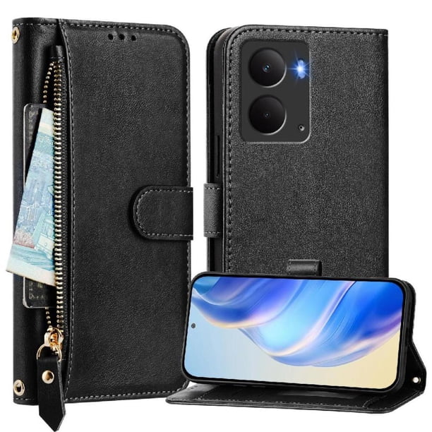 FOXDOCK Funda Tipo Cartera para Umidigi Note 100 Cuero PU con Cremallera y Correa de Muñeca, Ranuras para Tarjetas, Soporte Plegable, Cierre Magnético