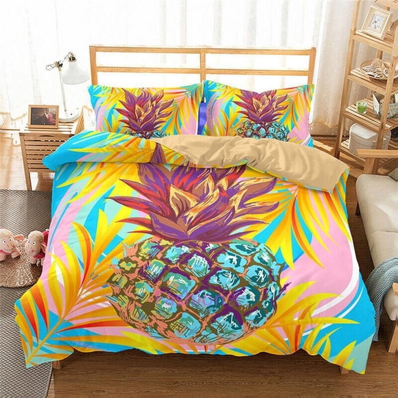 Pineapple Painting Quilt Duvet Cover Set Children Doona Cover Bedding Kids3-Piece Bedding Set